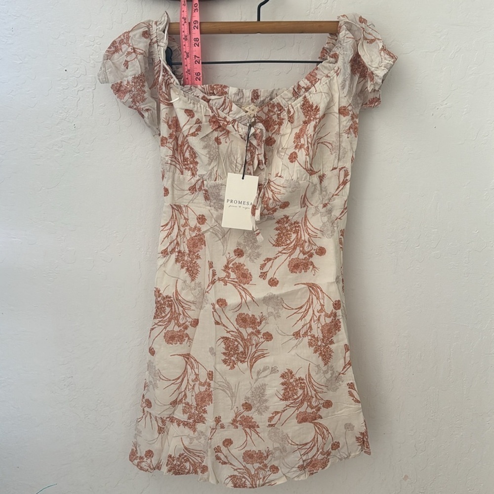 Promesa Flowers In The Wind Mini Smocked Baby Doll Dress Cream Orange FLORAL S - Picture 2 of 9